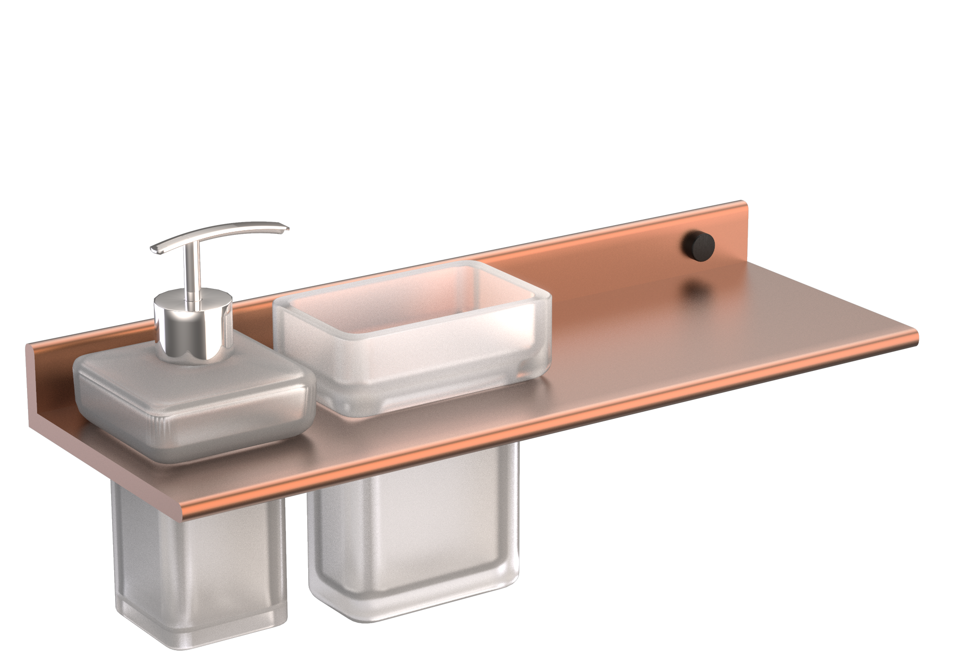 FERRARA LIQUID SOAP DISPENSER & TUMBLER HOLDER WITH SHELF