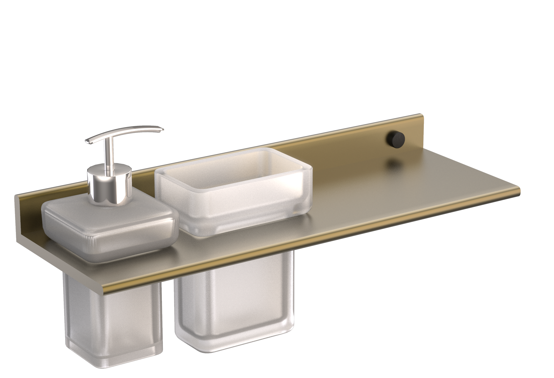 FERRARA LIQUID SOAP DISPENSER & TUMBLER HOLDER WITH SHELF